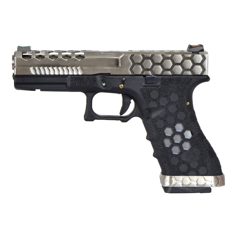 AW CUSTOM PISTOLA A GAS HEX-CUT NERA ARGENTO